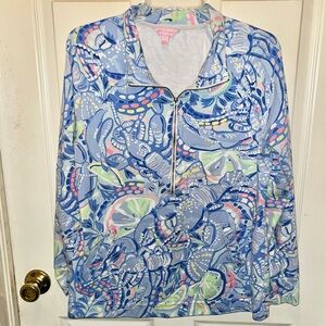 LILLY PULITZER Skipper Popover 1/4 Zip Print Top. Sz L.